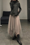 Marc Le Bihan 2590 series triple-layer silk skirt collection French handmade MLB-2590-HUIOU gray lotus color